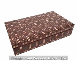 Vintage Inlaid Wooden Jewelry Box