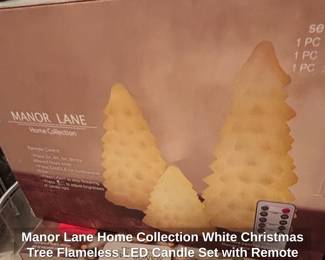 Manor Lane Home Collection White Christmas Tree Flameless LED Candle Set with Remote