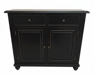 Black Distressed TwoDoor Cabinet with Two Drawers