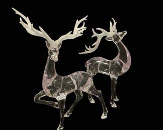 Clear Acrylic Reindeer Figurines