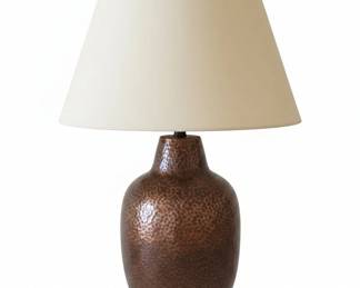 Hammered Copper Urn Table Lamp with Cream Shade