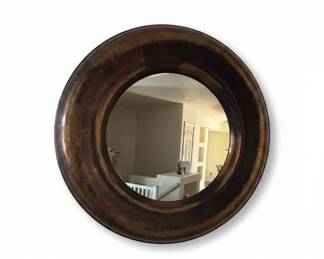 Round Convex Mirror with Distressed Bronze Finish Frame