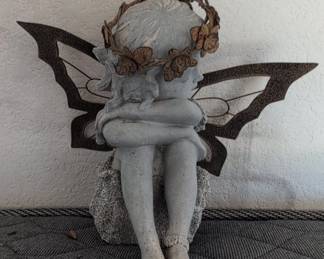 Fairy Figurine with Butterfly Wings and Wreath