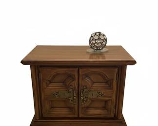 Drexel Heritage Campaign Style Pecan Wood Nightstand or End Table