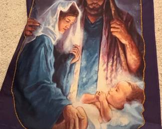 Nativity Scene and Peace Dove Banners