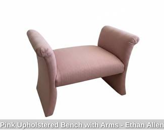 Pink Upholstered Bench with Arms Ethan Allen