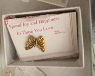 Monet GoldTone Butterfly Brooch and Earrings Set