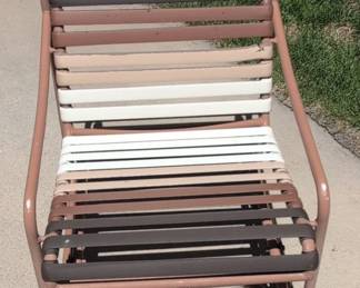 Vintage Aluminum Patio Glider Chair with Woven Straps