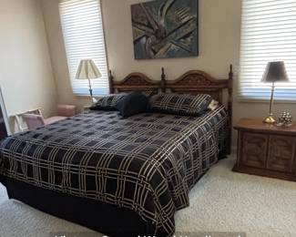 Vintage Carved Wood Headboard