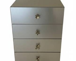 MidCentury Modern HighGloss Dresser with Starburst Drawer Pulls