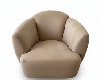 Taupe Suede Swivel Accent Chair