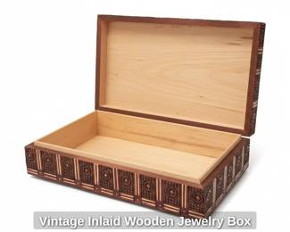 Vintage Inlaid Wooden Jewelry Box second image