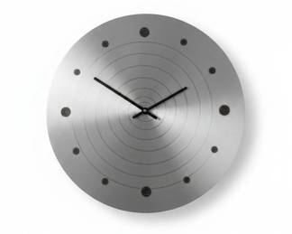 Modern Metal Wall Clock with Concentric Circles and Applied Hour Markers