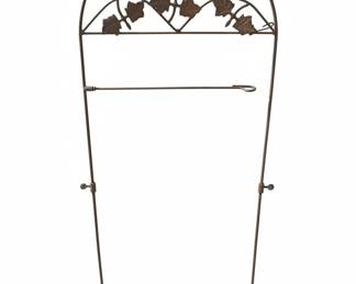 Wrought Iron Garden Trellis with Bird and Leaf Motif