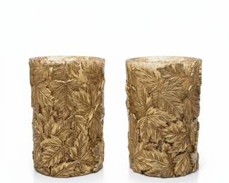 Gilded Leaf Embossed Vases Set of Crate Barrel