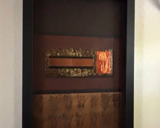 Abstract Framed Wall Art with Embossed Pattern