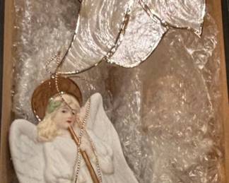 Set of Two Angel Ornaments with Trumpets