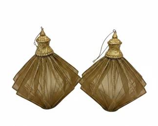 Vintage Gold Tinsel Christmas Ornaments
