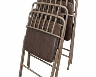 Vintage Samsonite Wood Grain Folding Chairs Set of