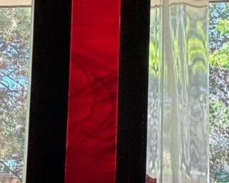 Modern Rectangular Glass Vase with Red and Black Inlay second image