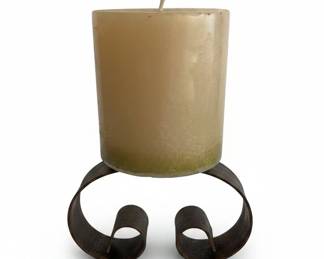Rustic Wrought Iron Pillar Candle Holder