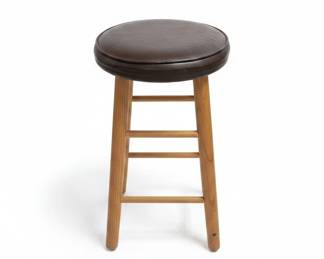 Vintage Mid Century Four Leg Wood Low Padded Stool