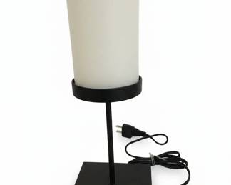 Modern Black Metal Table Lamp with Frosted Glass Shade and USB Port