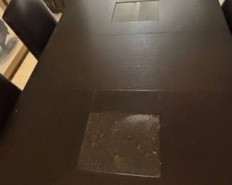 Modern Dark Wood Dining Table and Chairs Set with Inset Panels second image