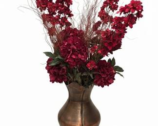 Artificial Delphinium and Peony Arrangement with Metal Vase