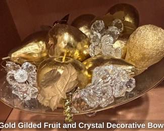 Gold Gilded Fruit and Crystal Decorative Bowl