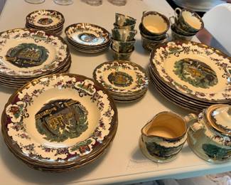 Masons Leeds Ironstone Copper Trim England China Set