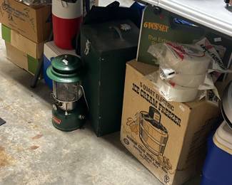 Coleman lantern and ice cream maker