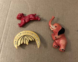 Antique celluloid brooches