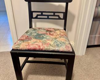 Item #35 - Black Chair with Floral Seat            $20