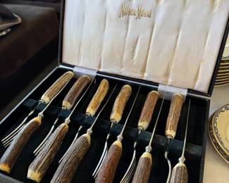 Item #48  -  Neiman Marcus Stag Fork & Knife Silverware Set          $74