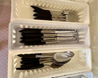 Item #54  -  Epic Forged Stainless Japan  8  5-piece place settings plus 8 extra teaspoons     $68