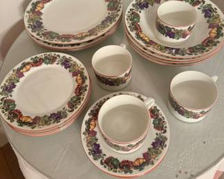 Item #17  -  Kensington Garden Dishes  15 pieces total  - 3 plates/4 bowls/4 salad plates/4 cup/saucer sets          $24