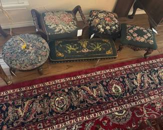 Needlepoint footrest and seat