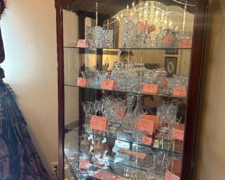 Curio Cabinet with Waterford and Rosenthal Crystal