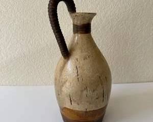 Vintage Studio Pottery Jug Vase with Wrapped Handle