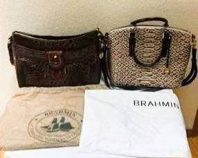 Vintage Brahmin Embossed Leather Handbag Purses w/Dust covers