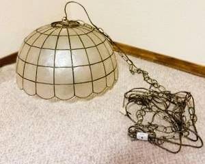 Vintage Capiz Shell Hanging Pendant Light