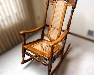Vintage Oak Cane Seat & Back Rocking Chair