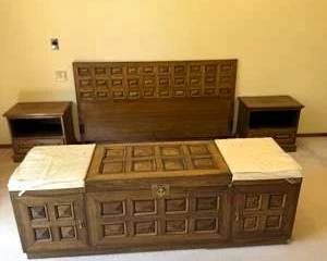 Mid-Century Bedroom Set – Queen Headboard, Cedar Chest & 2 Nightstands