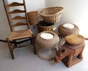 Country Farmhouse Furniture & Wicker Décor Lot