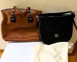 Coach Handbag Collection – Brown Leather Tote & Black Purse