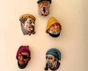 Vintage Character Wall Mask Plaque Lot