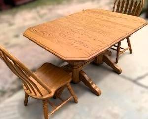Merrick Cherry Creek Oak Dining Table with 2 Chairs