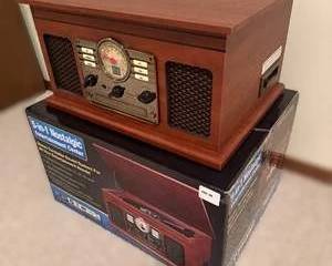 Brand New 5-in-1 Nostalgic Entertainment Center with Turntable