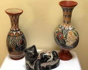Signed Mexican Hand-Painted Pottery Vase